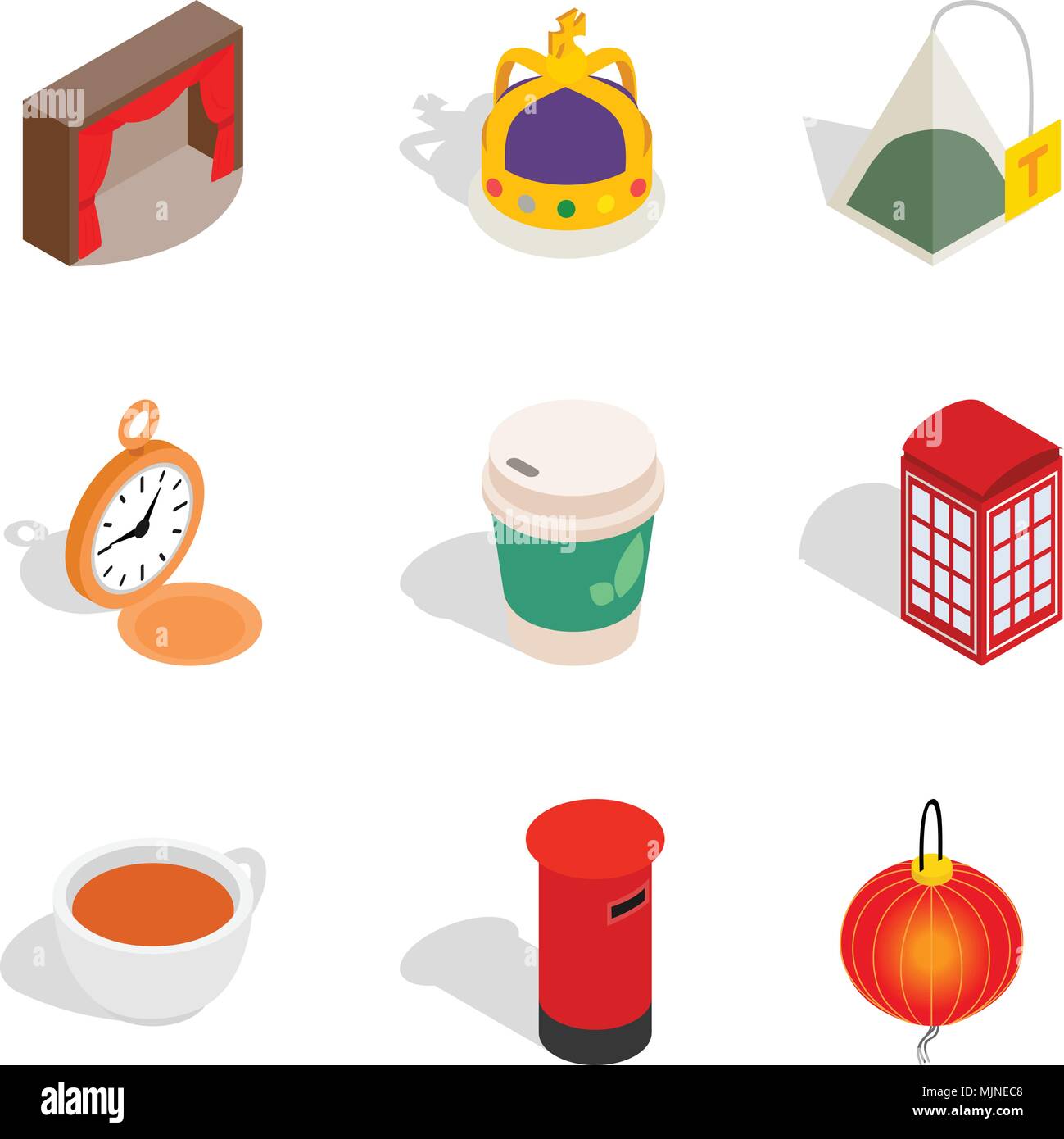 Salubrity icons set, isometric style Stock Vector