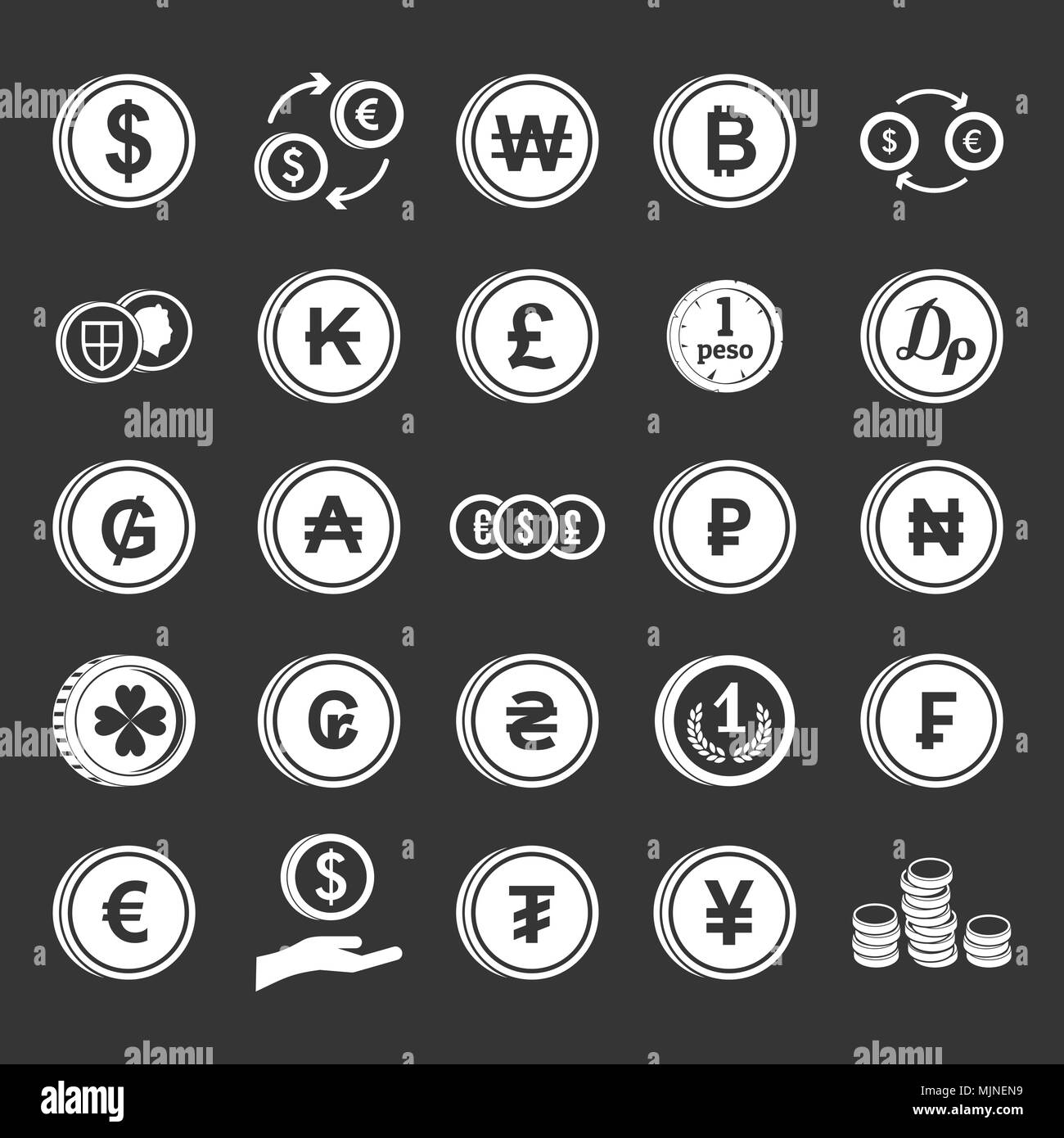 Coin icon set grey vector Stock Vector Image & Art - Alamy