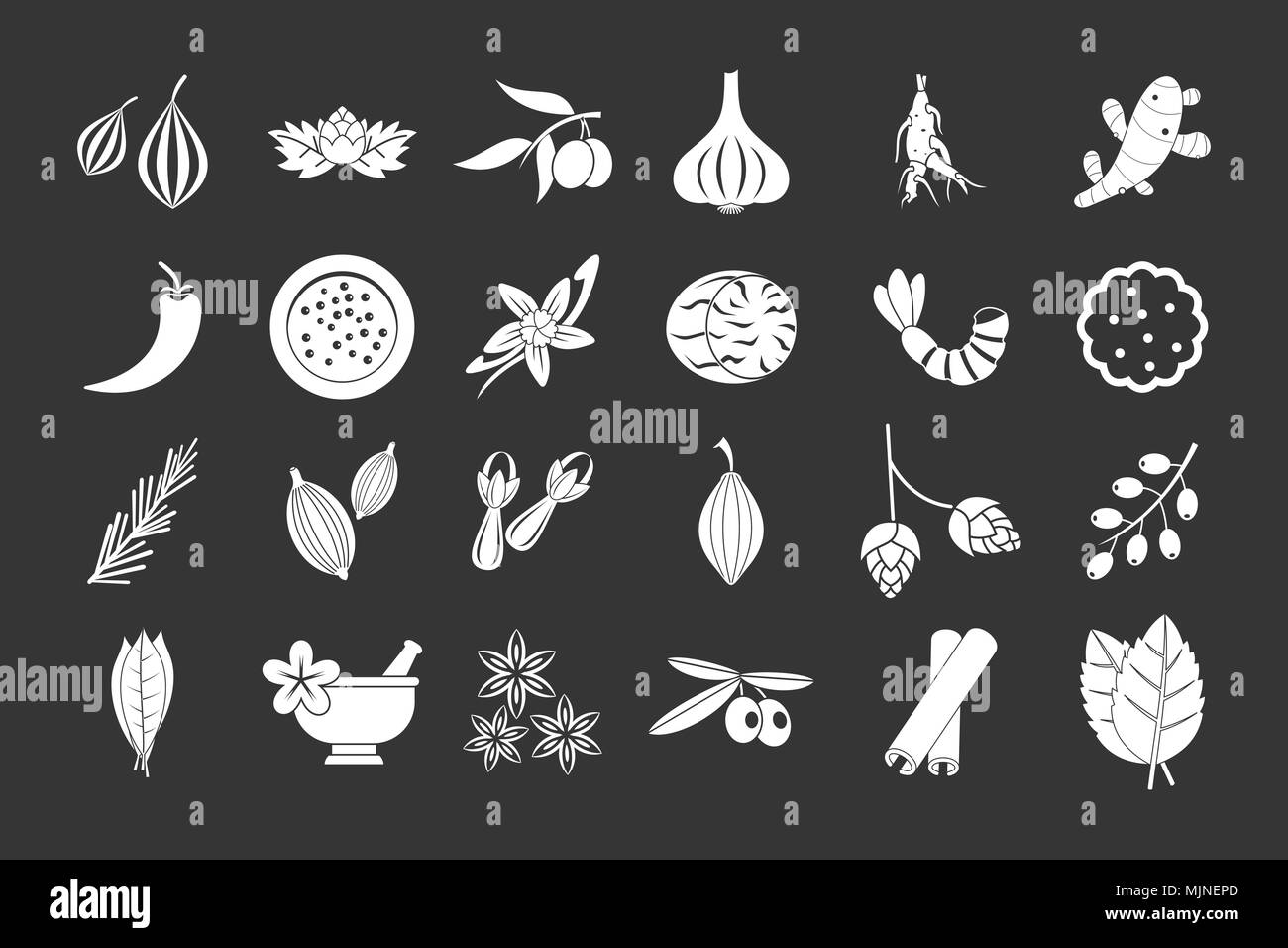 Spices icon set grey vector Stock Vector