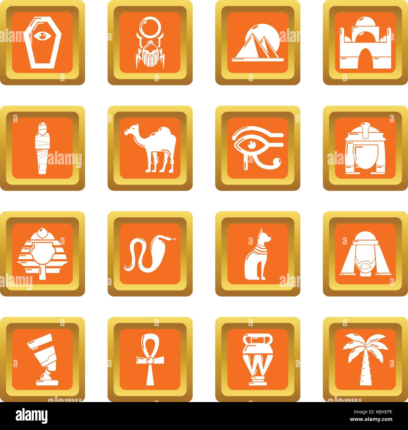Egypt travel icons set orange square vector Stock Vector Image & Art ...