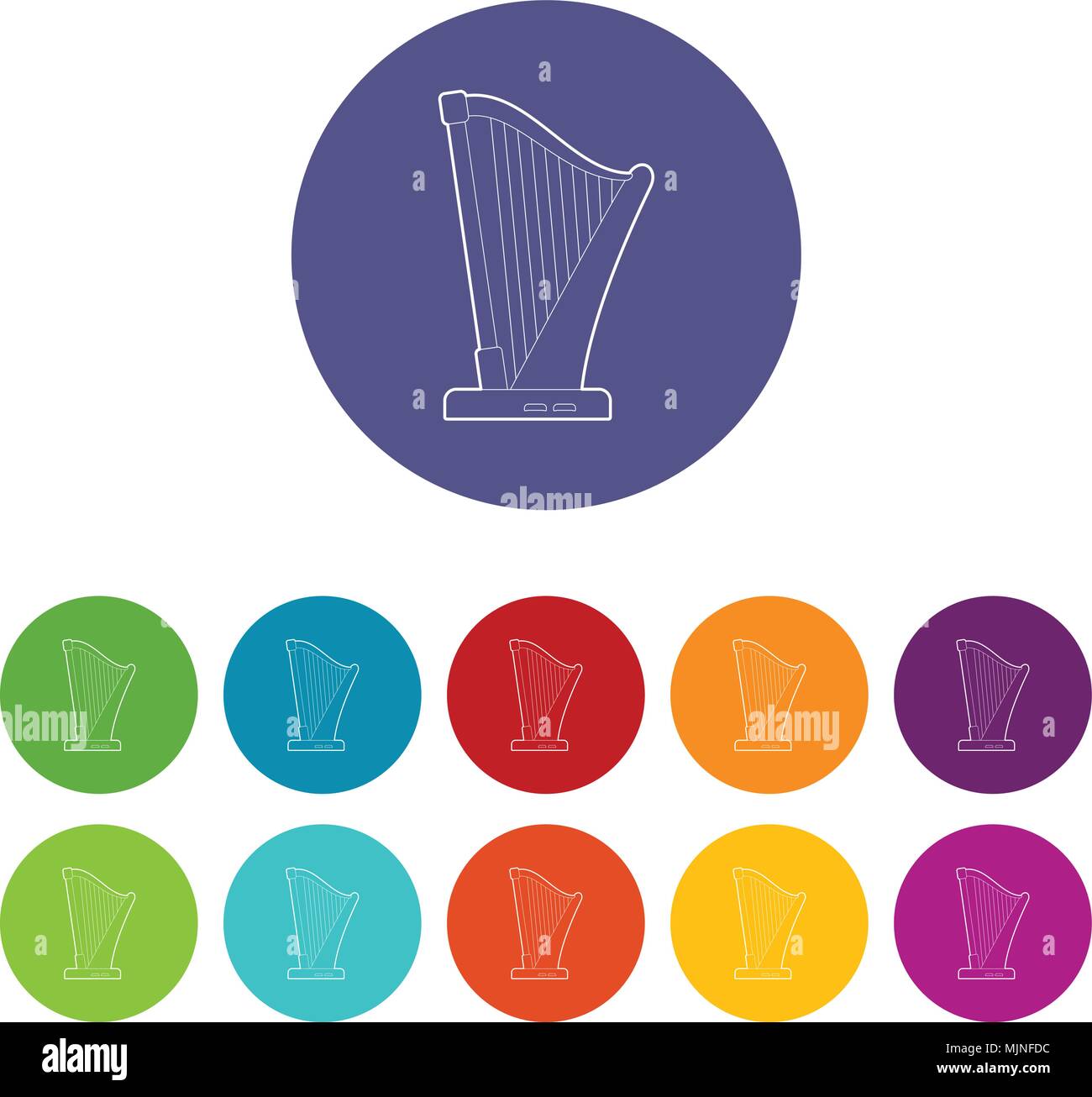 Harp icon, outline style Stock Vector