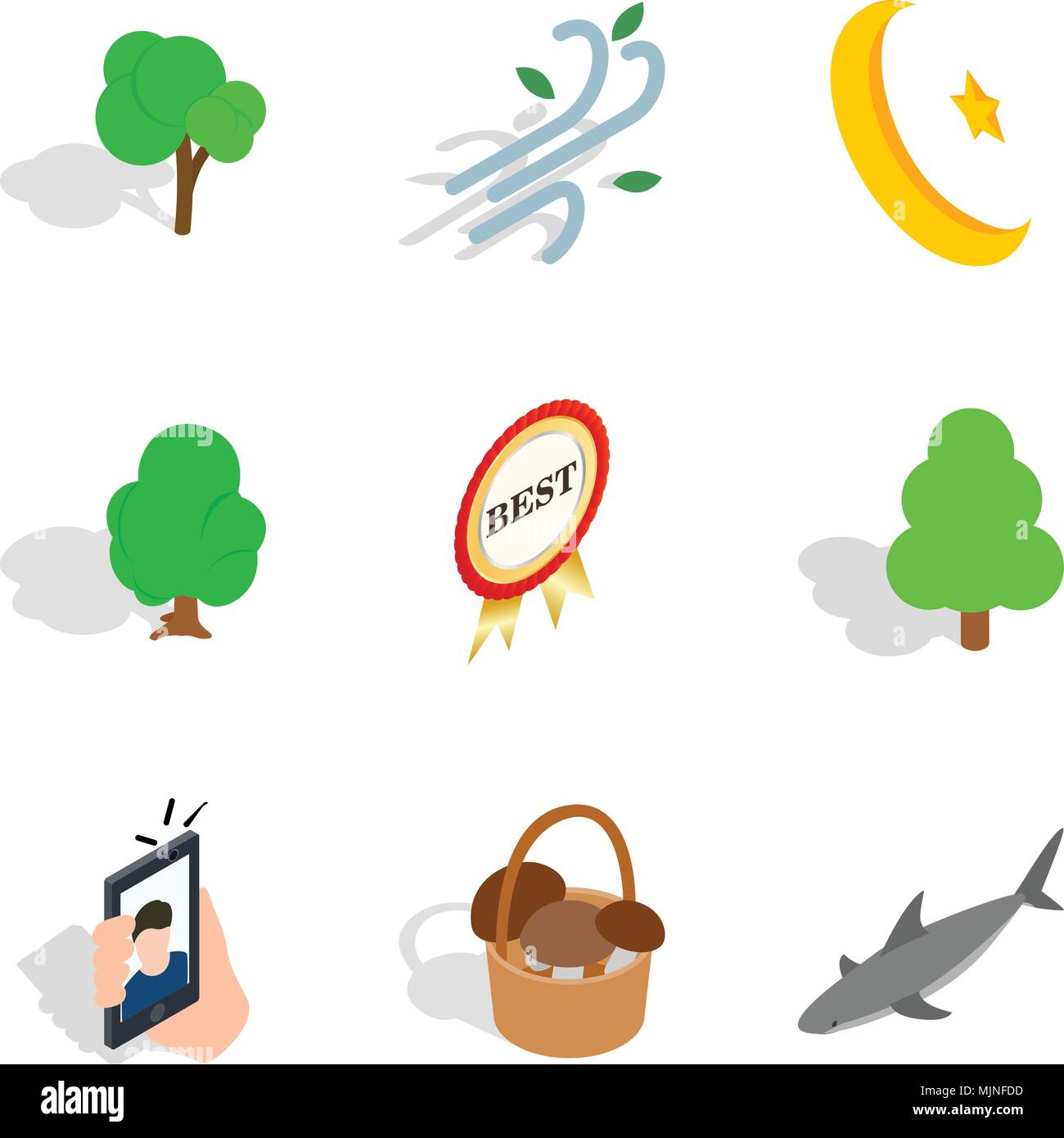 Feral icons set, isometric style Stock Vector