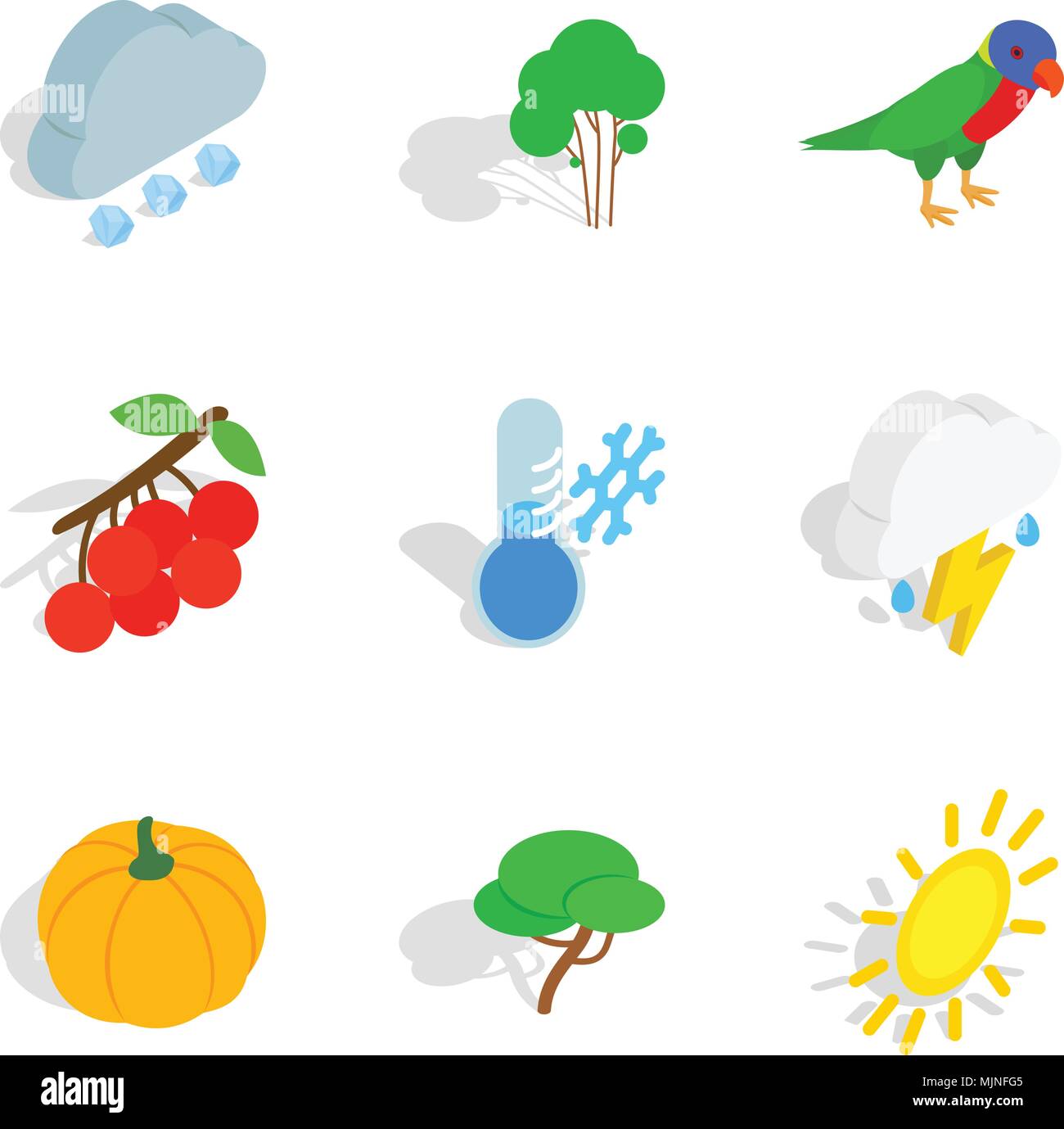 Wildlife icons set, isometric style Stock Vector