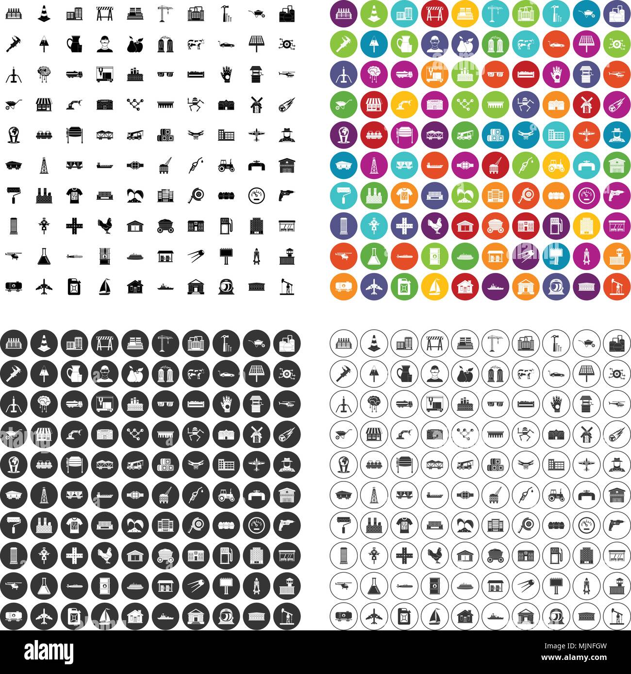 100 industry icons set vector variant Stock Vector Image & Art - Alamy
