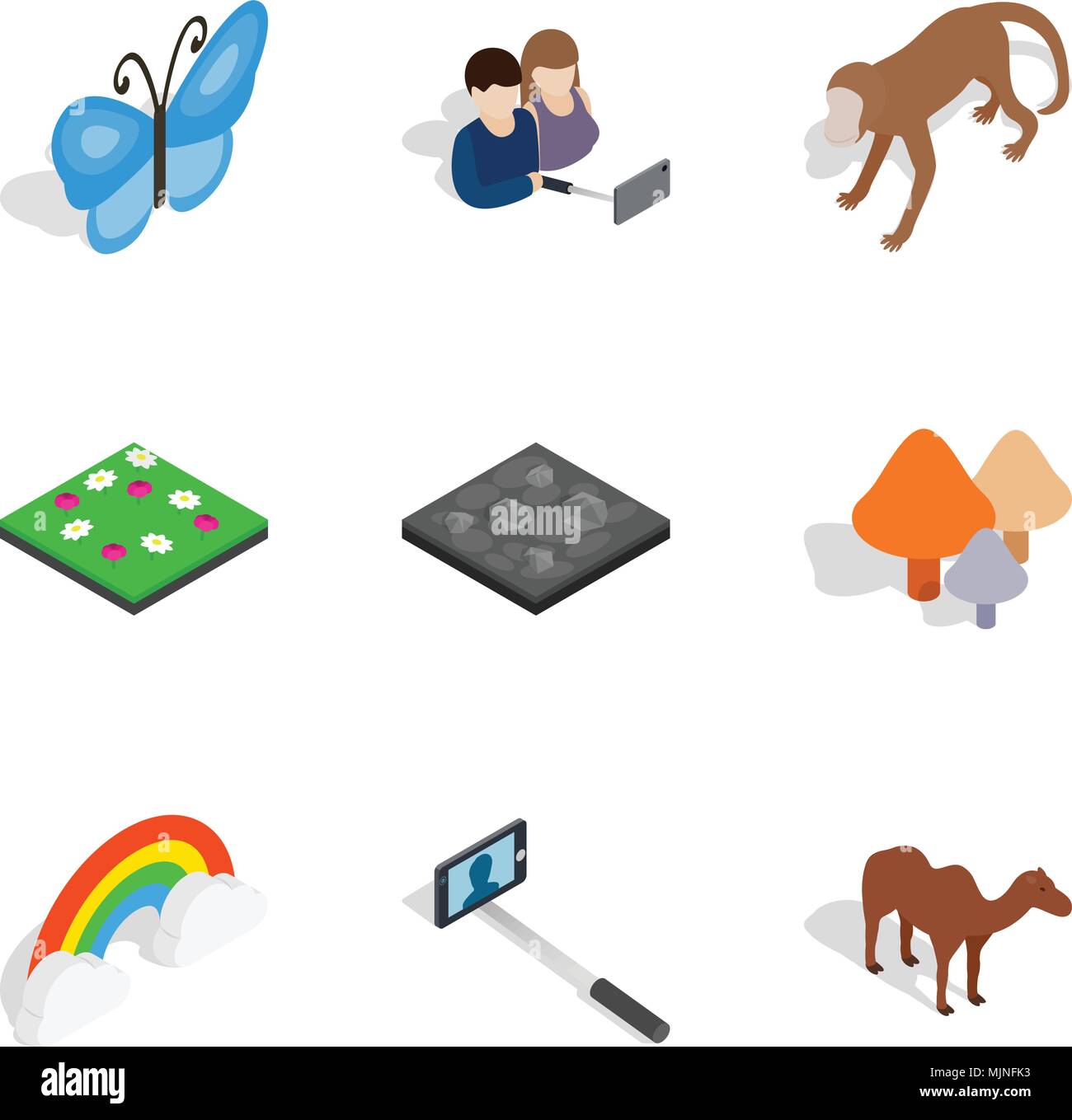 Reservation park icons set, isometric style Stock Vector