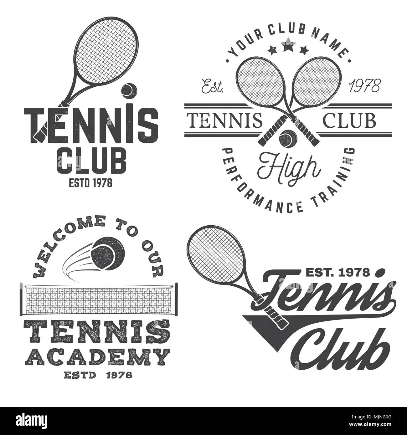 Set of Tennis club badges. Vector illustration. Concept for shirt, print,  stamp or tee. Vintage typography design with tennis racket and ball  silhouet Stock Vector Image & Art - Alamy