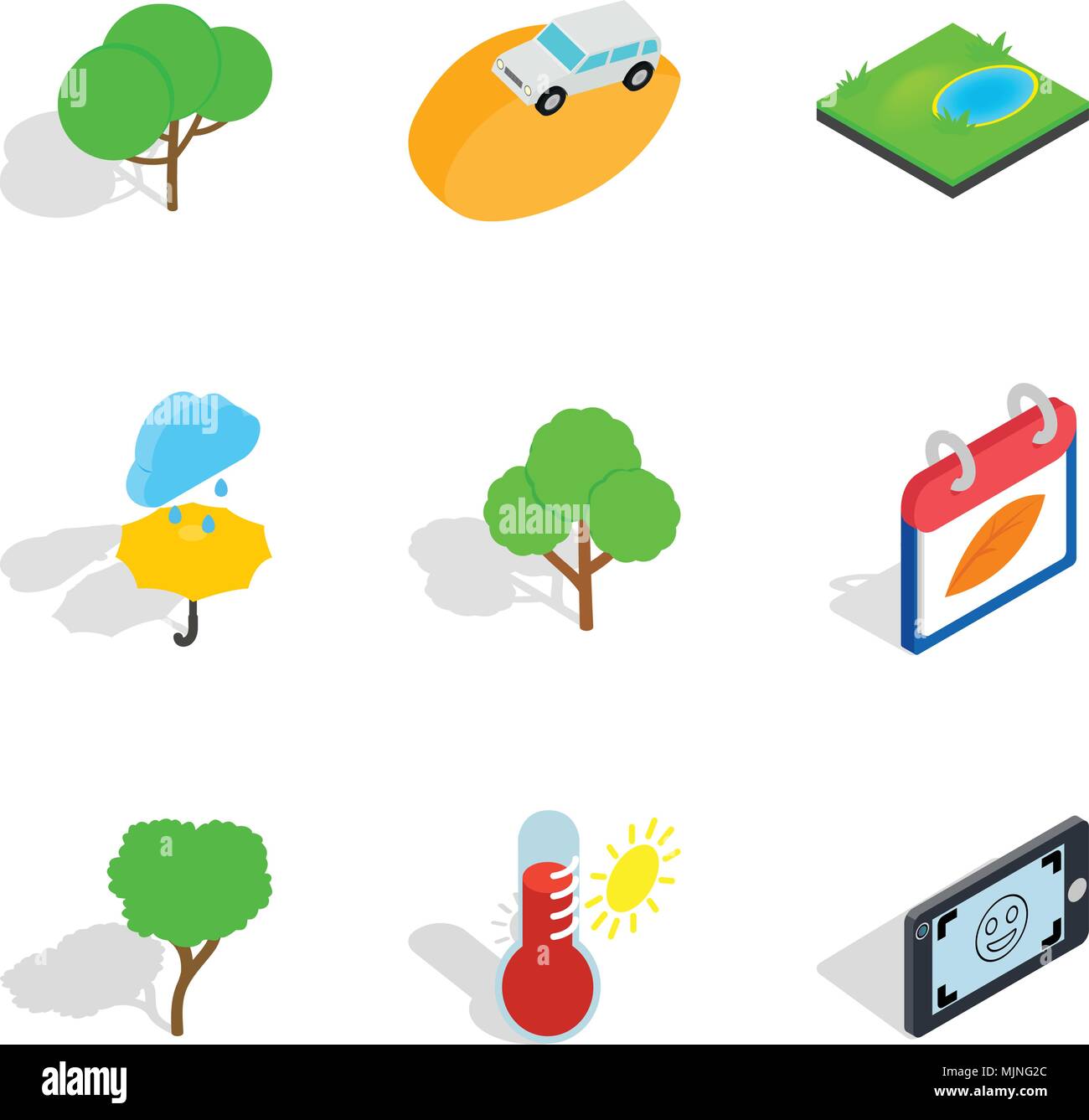 Preserve icons set, isometric style Stock Vector