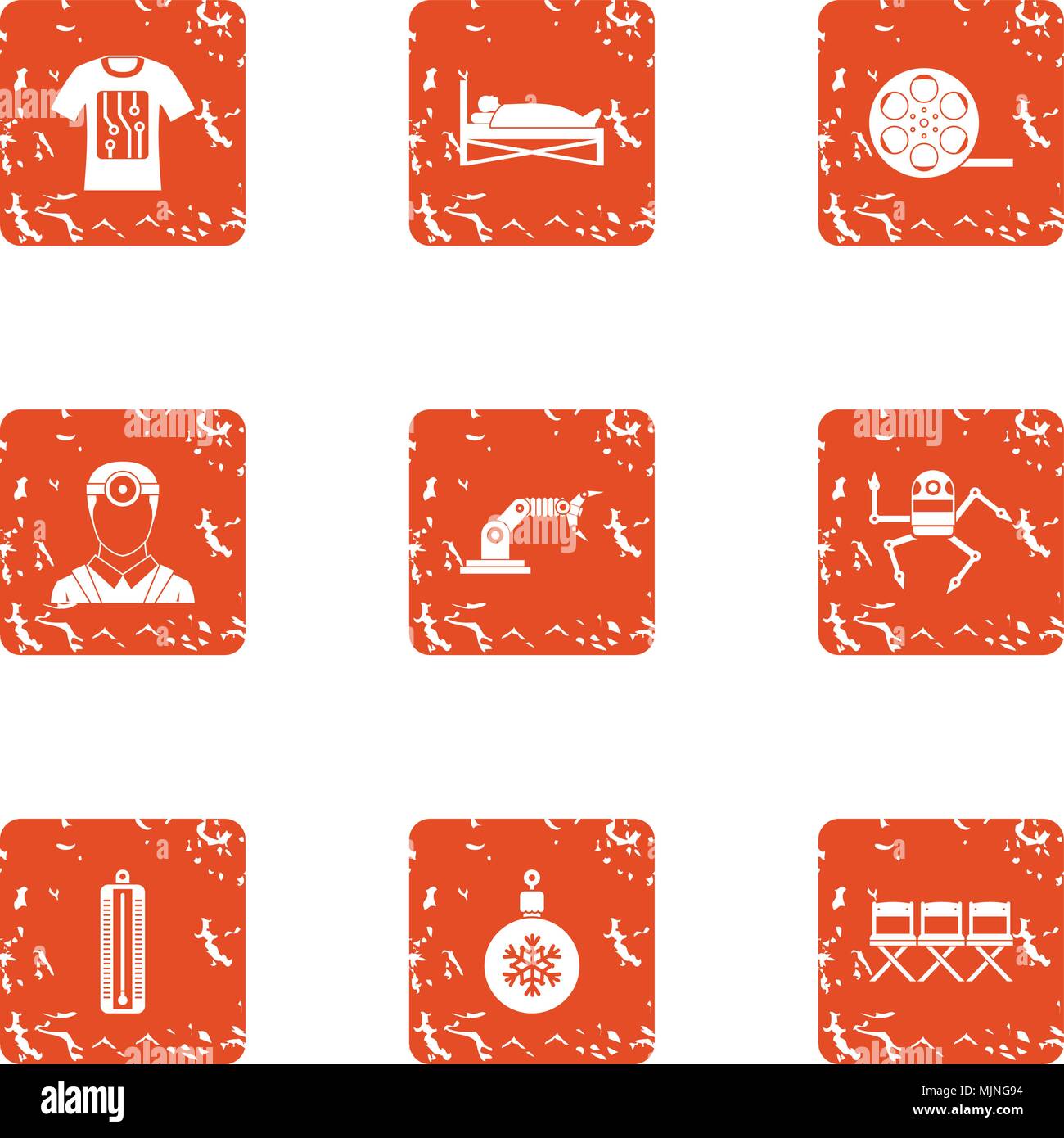 Robotic devices icons set, grunge style Stock Vector