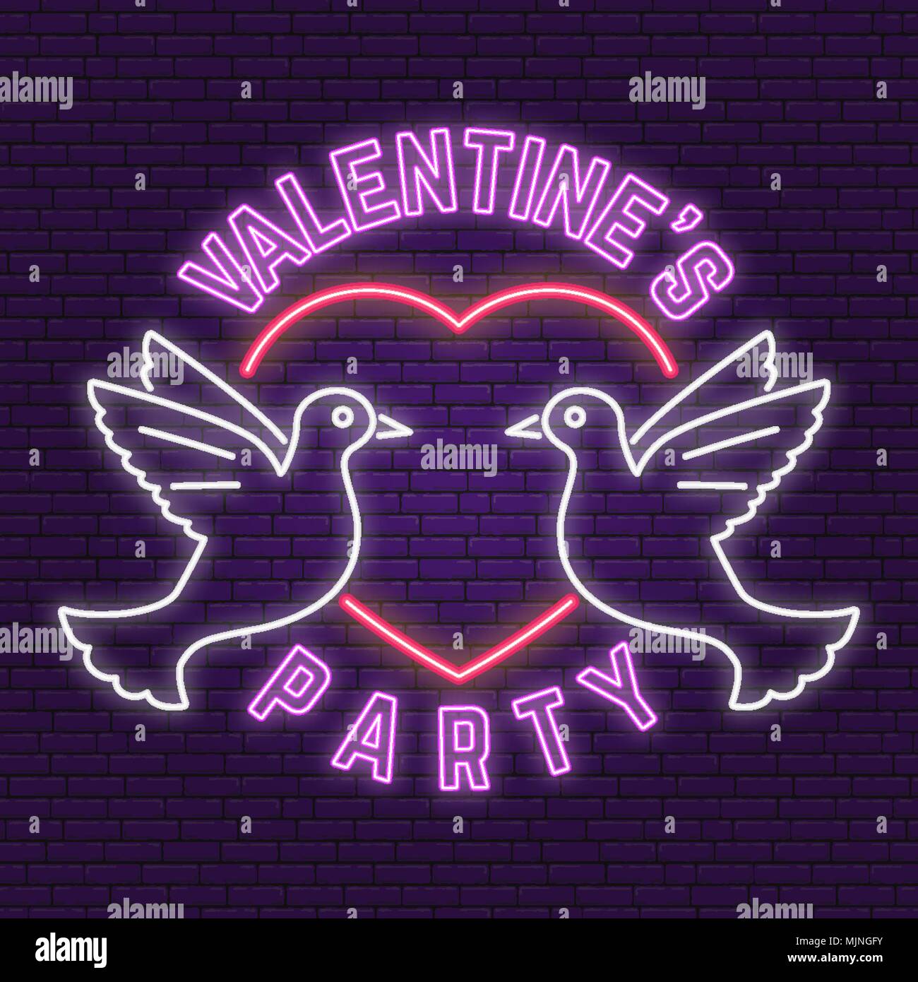 Valentine S Party Neon Sign Banner For Valentines Day Celebrate