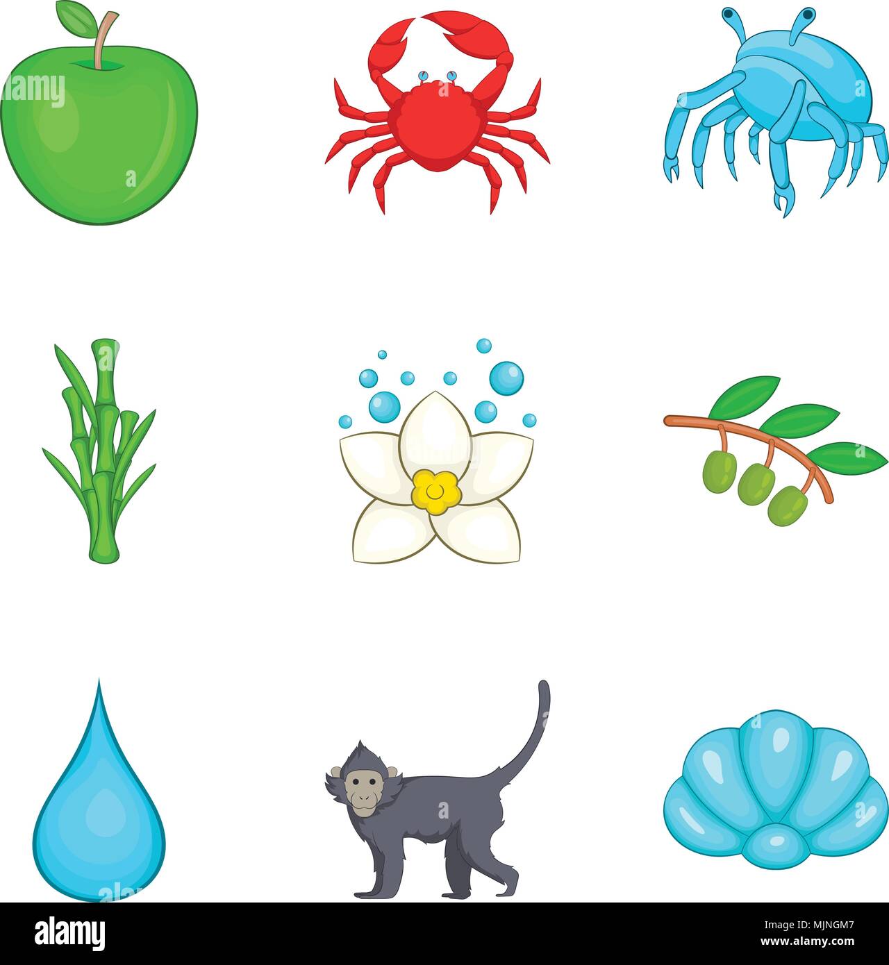 Primordial icons set, cartoon style Stock Vector