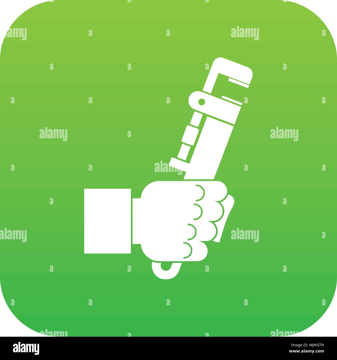 Hacksaw in man hand icon digital green Stock Vector