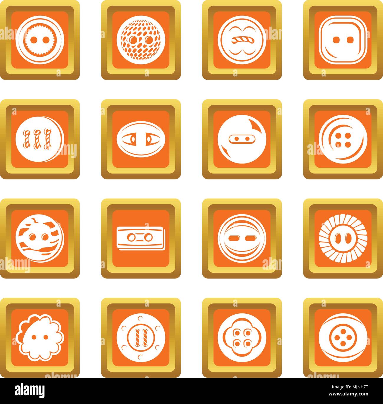 Clothes button icons set orange square vector Stock Vector