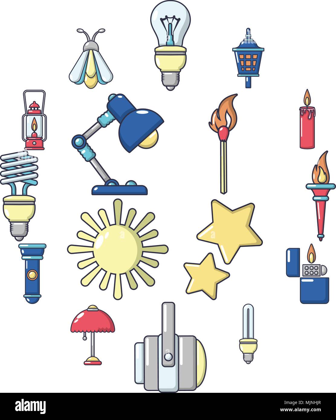 Light source icons set, cartoon style Stock Vector Image & Art - Alamy