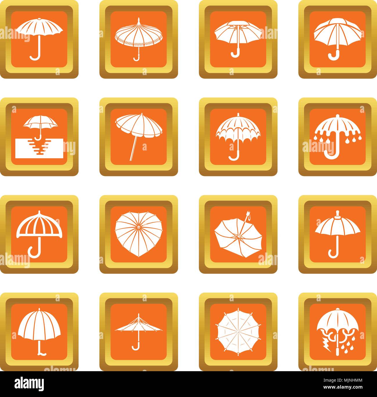 Umbrella icons set orange square vector Stock Vector Image & Art - Alamy