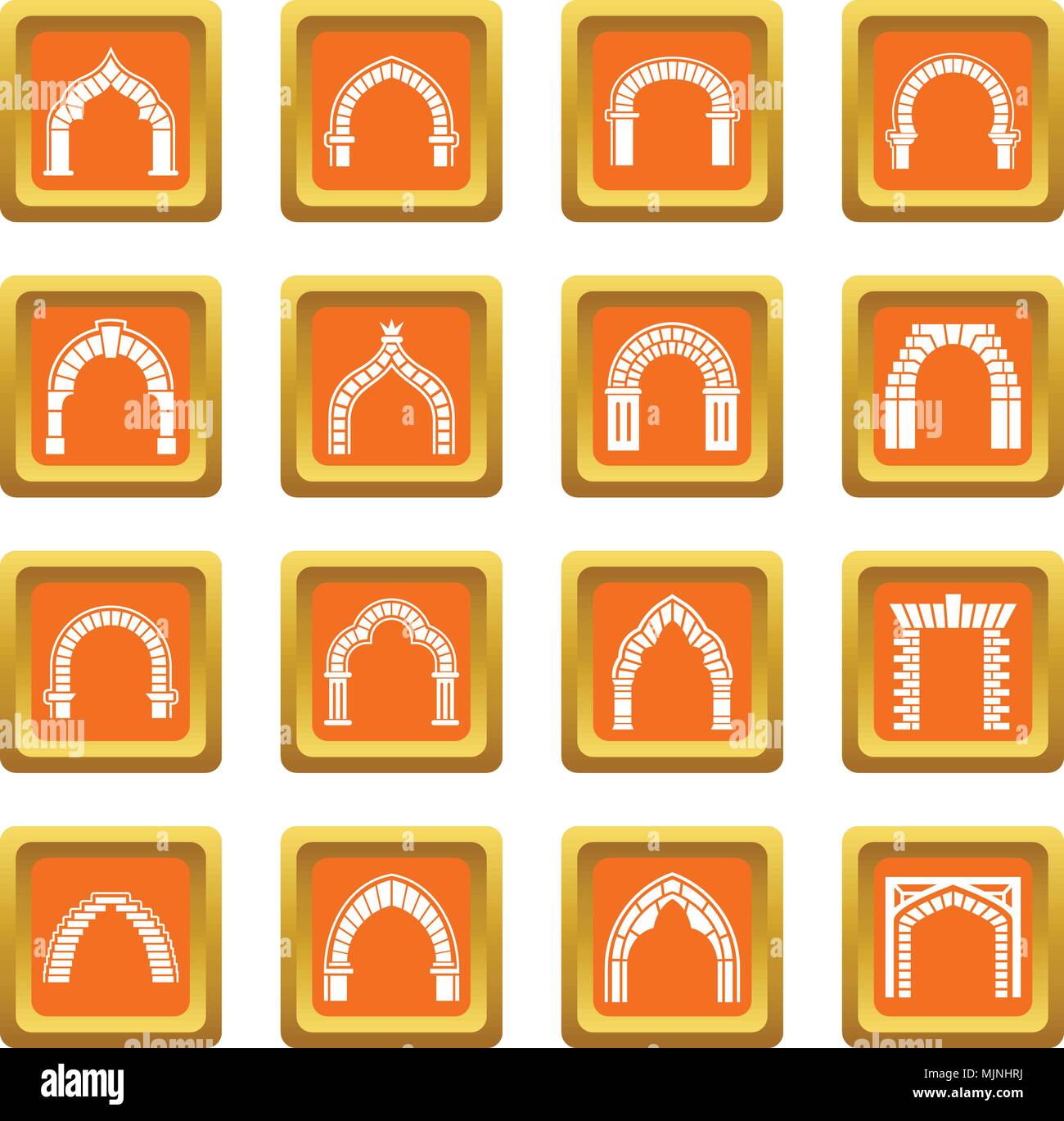 Arch types icons set orange square vector Stock Vector Image & Art - Alamy