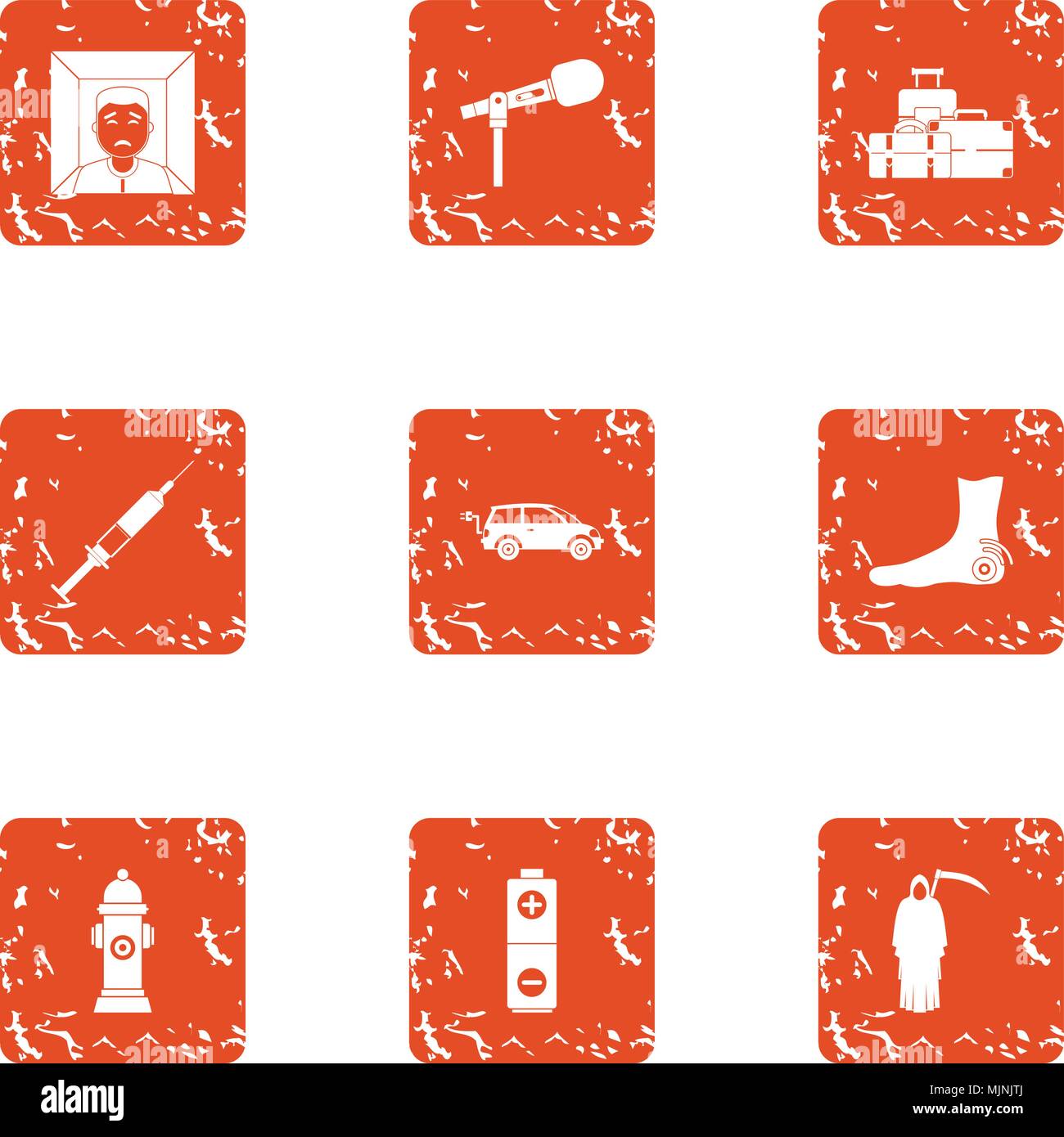 Posthumously icons set, grunge style Stock Vector