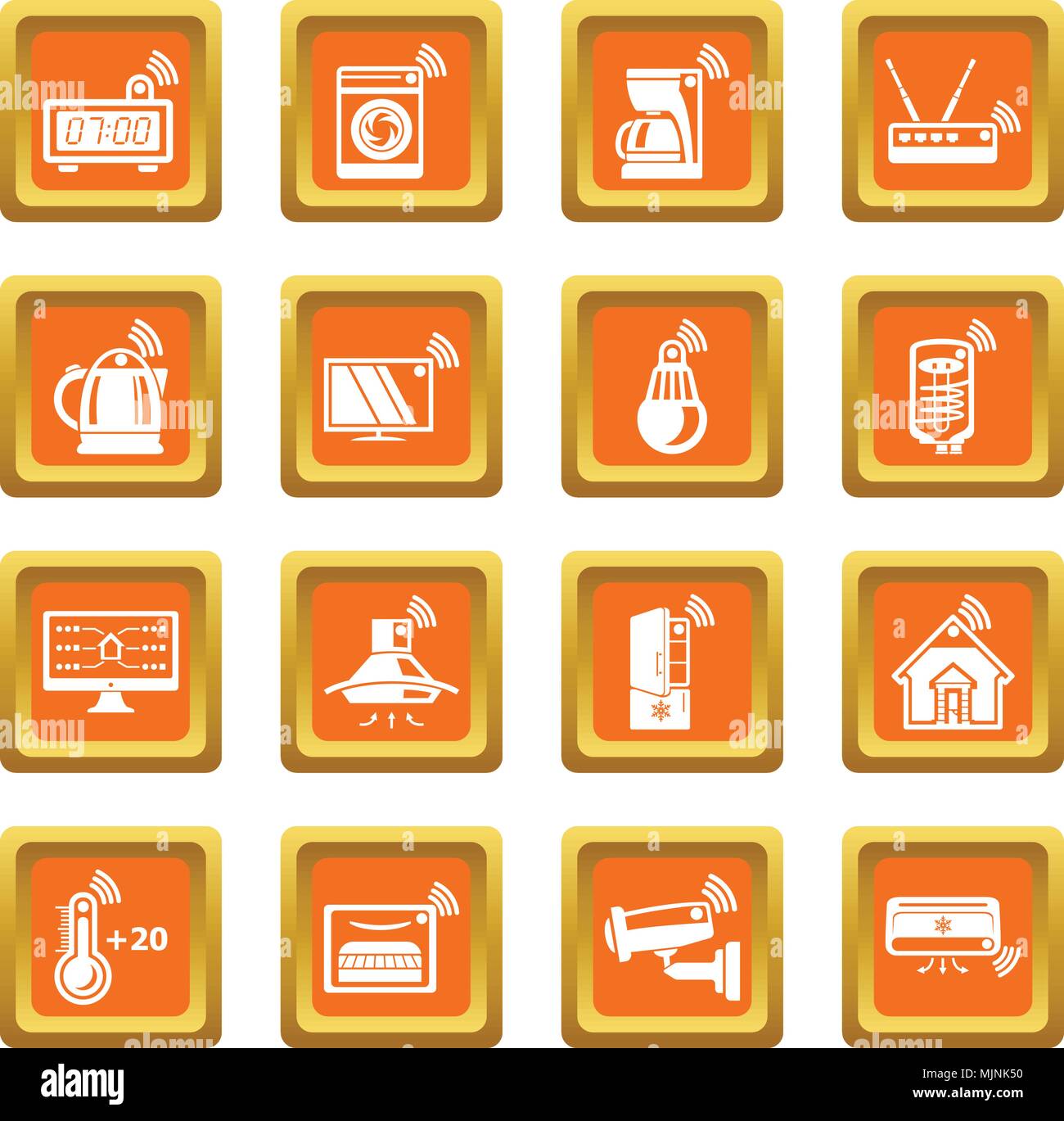 Smart home icons set orange square vector Stock Vector Image & Art - Alamy