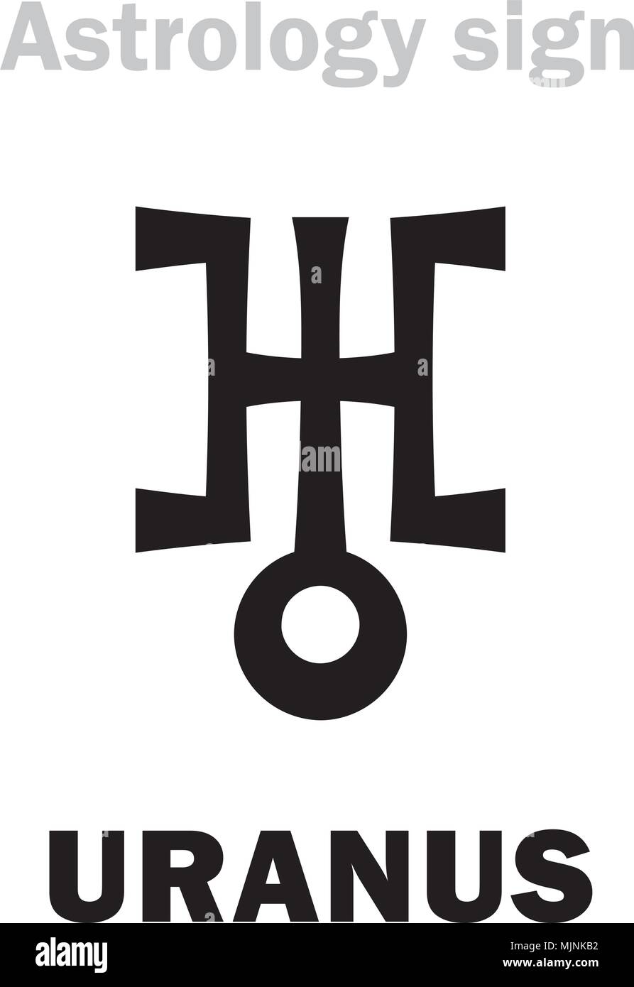 Astrology Alphabet: URANUS, higher global planet (Trans-Saturn). Hieroglyphics character sign (single symbol). Stock Vector
