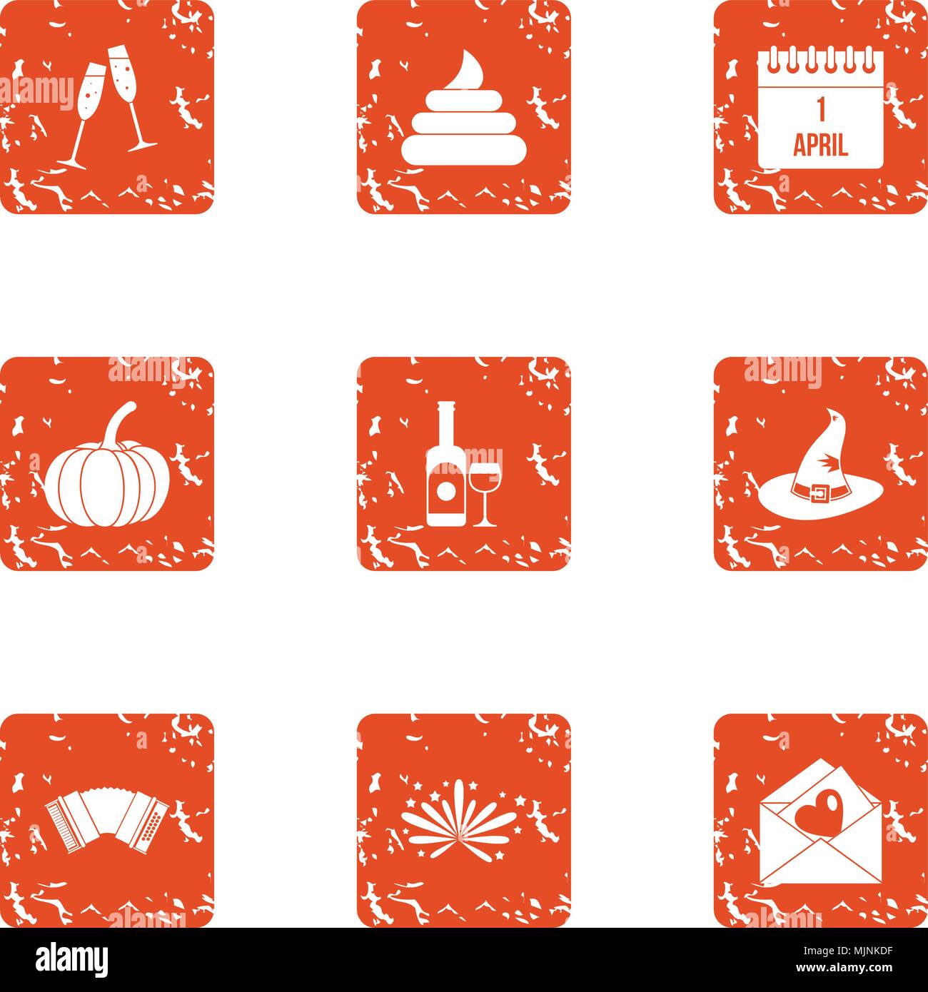 Jest icons set, grunge style Stock Vector