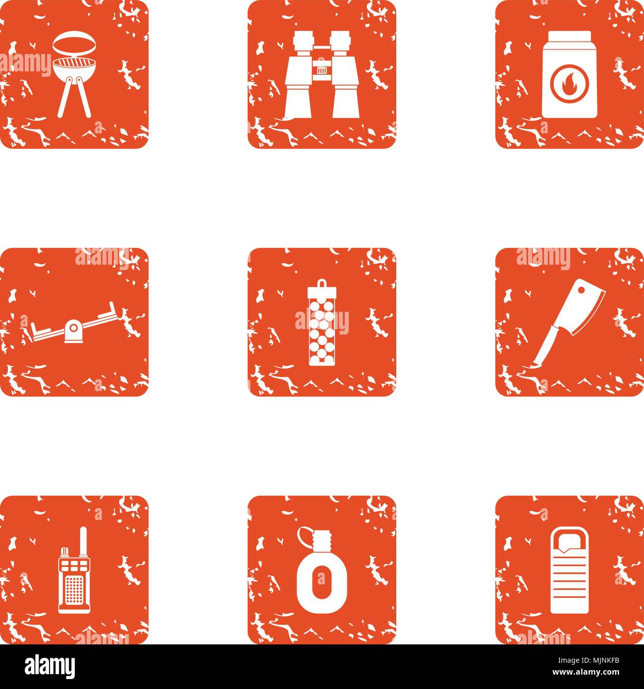 Outside bbq icons set, grunge style Stock Vector