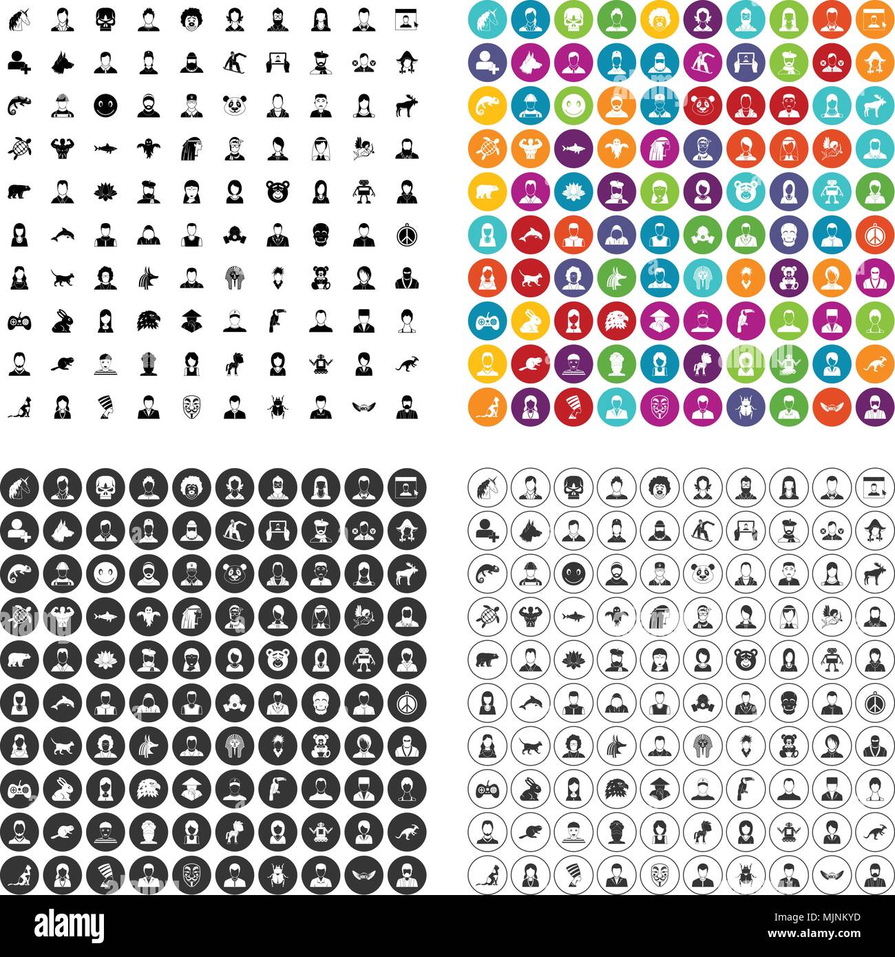 100 avatar icons set vector variant Stock Vector