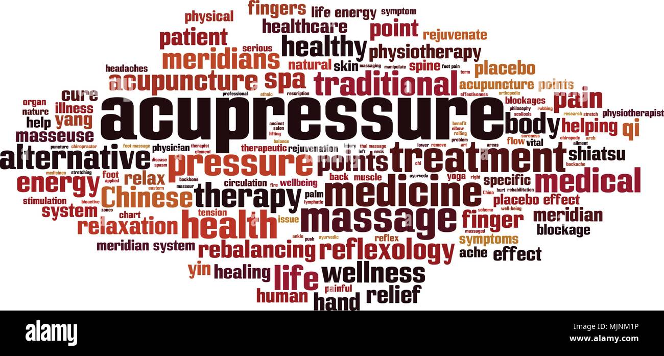 Acupressure word cloud concept. Vector illustration Stock Vector