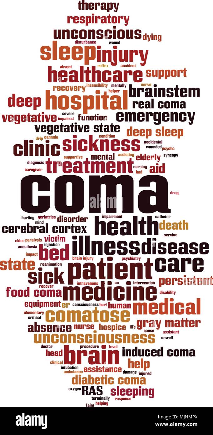 Coma word cloud concept. Vector illustration Stock Vector