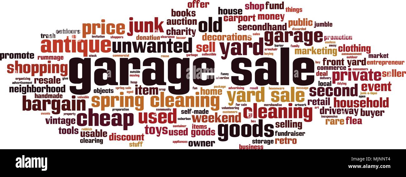Garage sale word cloud concept. Vector illustration Stock Vector