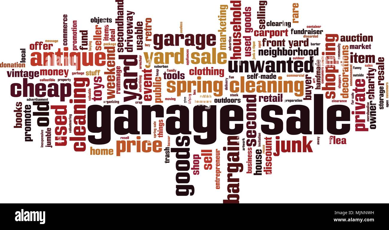 Garage sale word cloud concept. Vector illustration Stock Vector