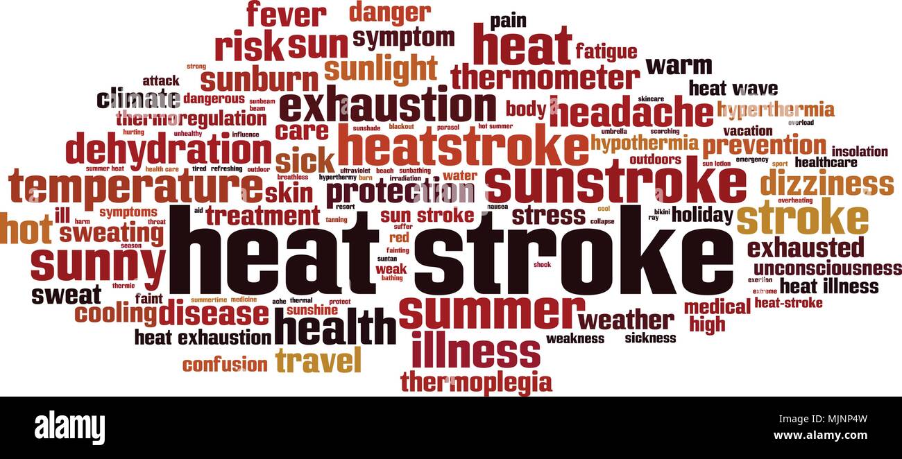 Heat stroke word cloud concept. Vector illustration Stock Vector Image