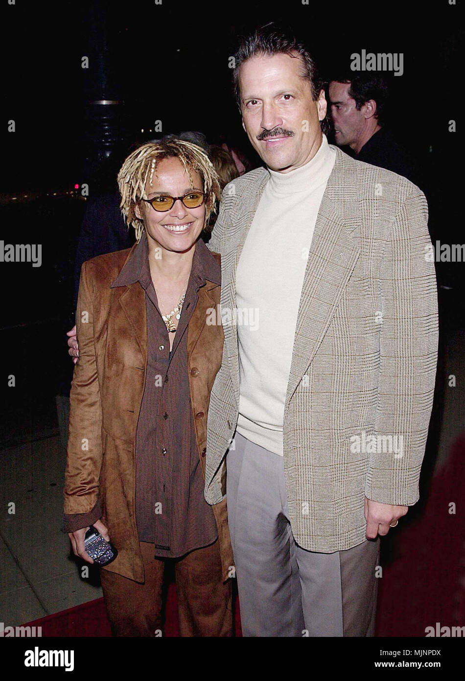 12 Oct 2000, Los Angeles, California, USA --- Original caption: Pay It Forward Premiere was held at the Academy of Motion Picture in Los Angeles. --- ' Tsuni / Bourquard 'Shari Belafonte with Husband Shari Belafonte with Husband Shari Belafonte with Husband Event in Hollywood Life - California,  Red Carpet Event, Vertical, USA, Film Industry, Celebrities,  Photography, Bestof, Arts Culture and Entertainment, Topix  Celebrities fashion /  from the Red Carpet-1994-2000, one person, Vertical, Best of, Hollywood Life, Event in Hollywood Life - California,  Red Carpet and backstage, USA, Film Indus Stock Photo