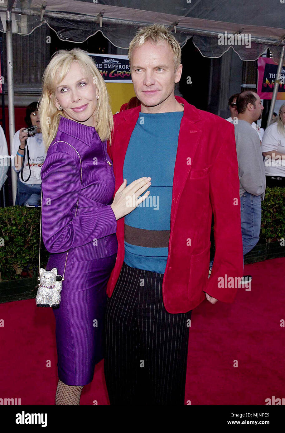 10 Dec 2000, Los Angeles, California, USA --- Sting and wife Trudie Styler at the premiere of 'The Emperor's New Groove.' 12/10/00-Los Angeles, CA --- ' Tsuni / Bourquard 'Sting and wife Trudie Styler Sting and wife Trudie Styler Sting and wife Trudie Styler Event in Hollywood Life - California,  Red Carpet Event, Vertical, USA, Film Industry, Celebrities,  Photography, Bestof, Arts Culture and Entertainment, Topix  Celebrities fashion /  from the Red Carpet-1994-2000, one person, Vertical, Best of, Hollywood Life, Event in Hollywood Life - California,  Red Carpet and backstage, USA, Film Indu Stock Photo