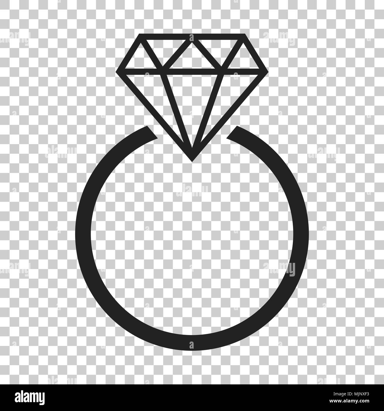 Engagement ring with diamond vector icon in flat style. Wedding ...