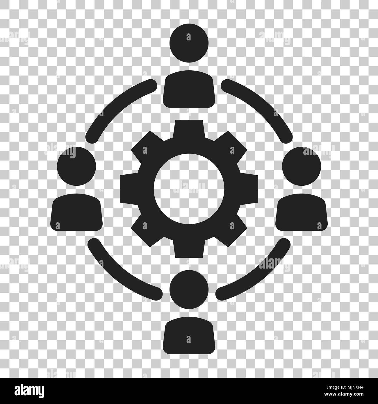 Outsourcing business collaboration vector icon in flat style. People cooperation illustration on isolated transparent background. Teamwork business co Stock Vector