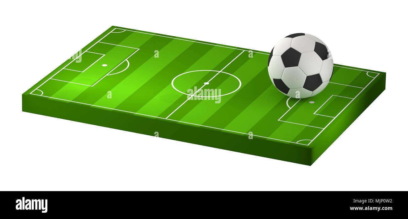 soccer ball and at soccer field 3D illustration isolated Stock Photo ...