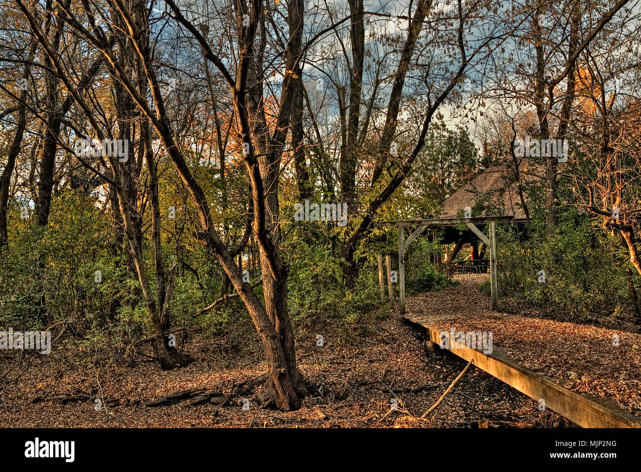 Leif Ericson is a YMCA camp in Sioux Falls, South Dakota on the Big SIoux Floodplane Stock Photo