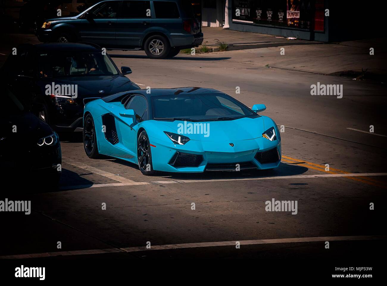 Blue Lamborghini High Resolution Stock Photography And Images Alamy