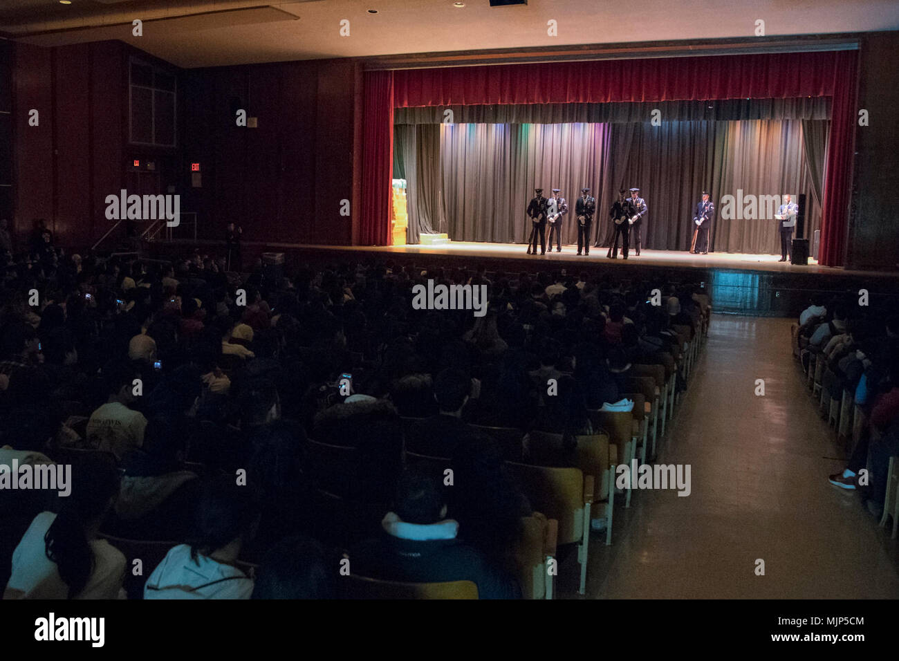 The U.S. Air Force Honor Guard drill team performs at Francis Lewis