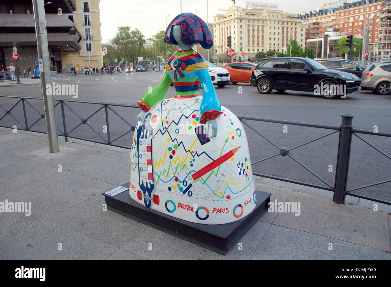 MADRID, SPAIN - MAY 5: Sculpture of a surreal menina on May 5, 2018 in Madrid, Spain. Stock Photo