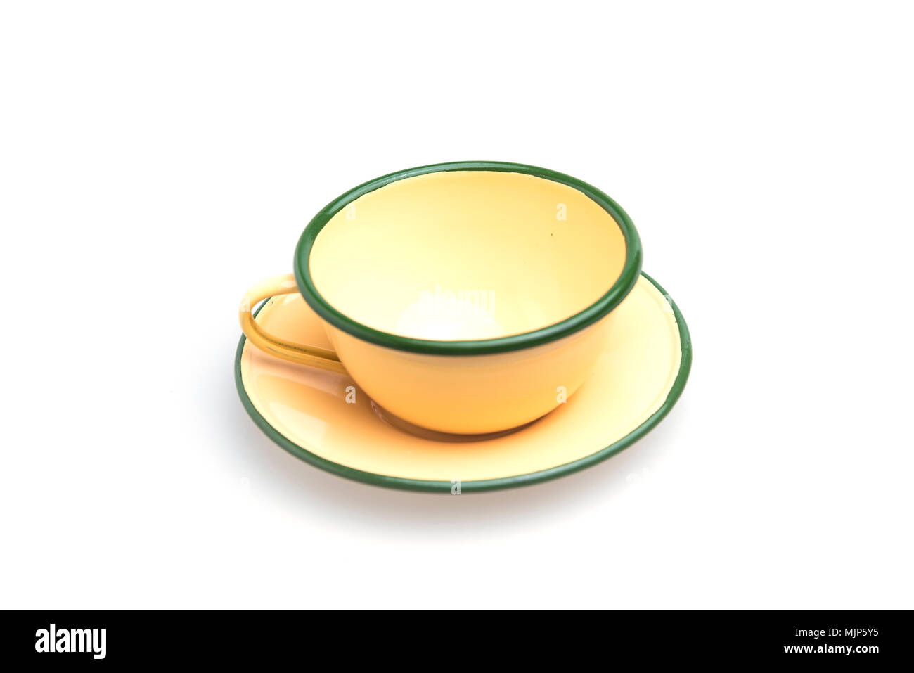 Vintage Zinc Coffee Cup Set isolated on white background Stock Photo