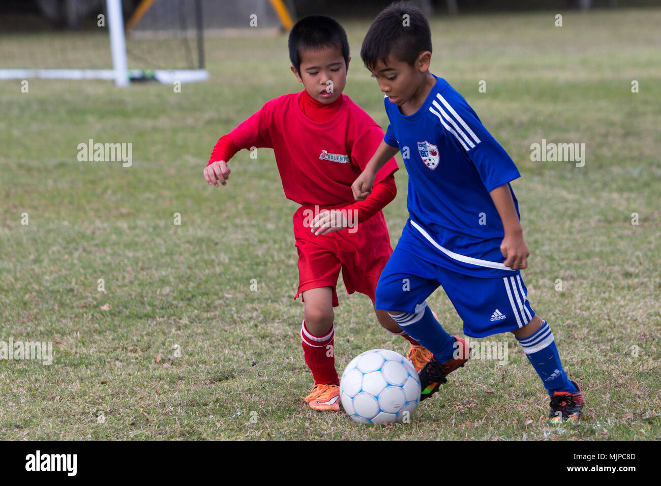 Camp Lester Okinawa Japan Two Players Challenge Each Other During The 2nd Annual Community Cup Hosted By The Okinawa Diplomats Youth Futbol Club Dec 8 Aboard Camp Lester Okinawa Japan The Tournament