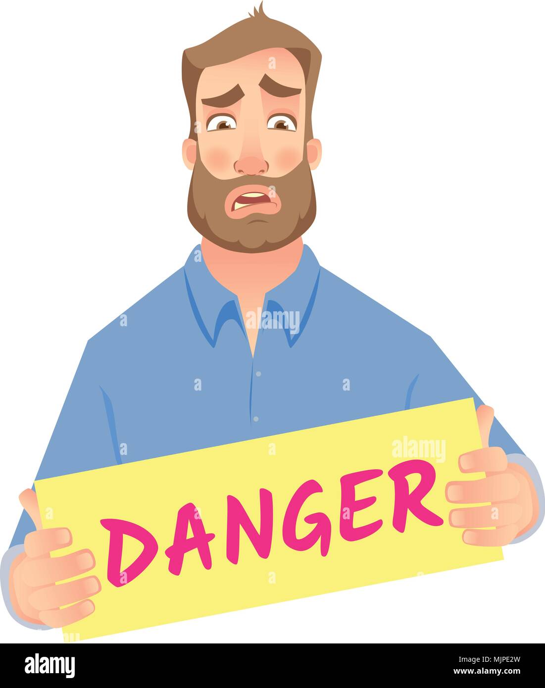 man holding danger sign Stock Vector