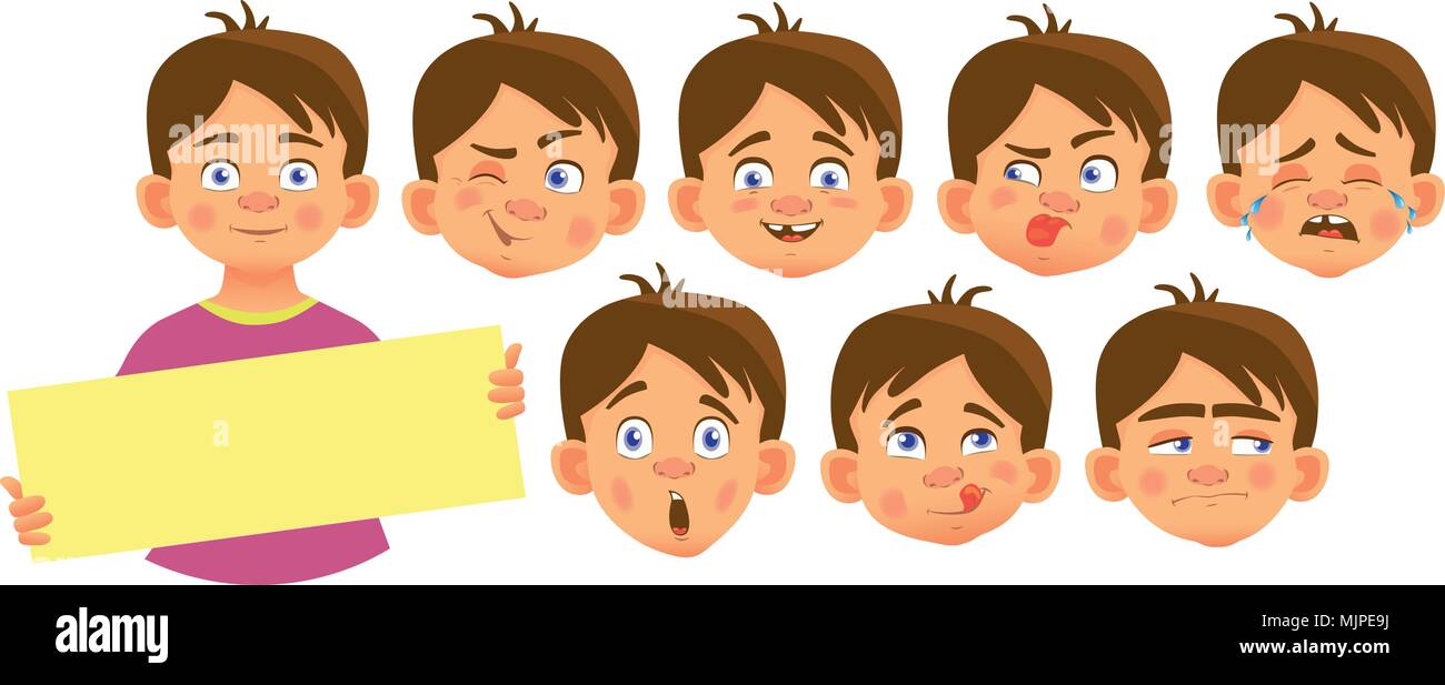 Boy holding blank poster set Stock Vector Image & Art - Alamy