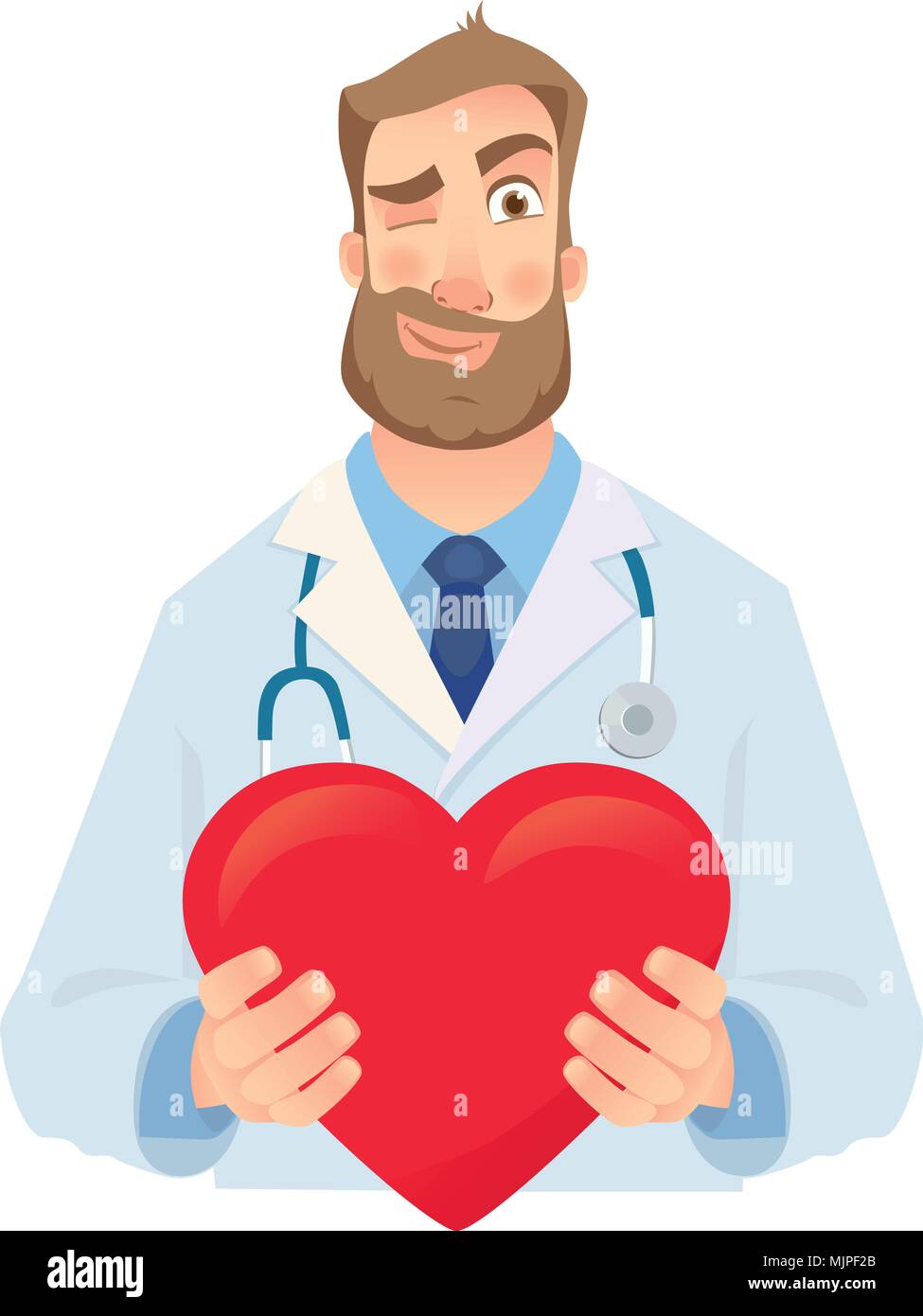 doctor holding red heart Stock Vector