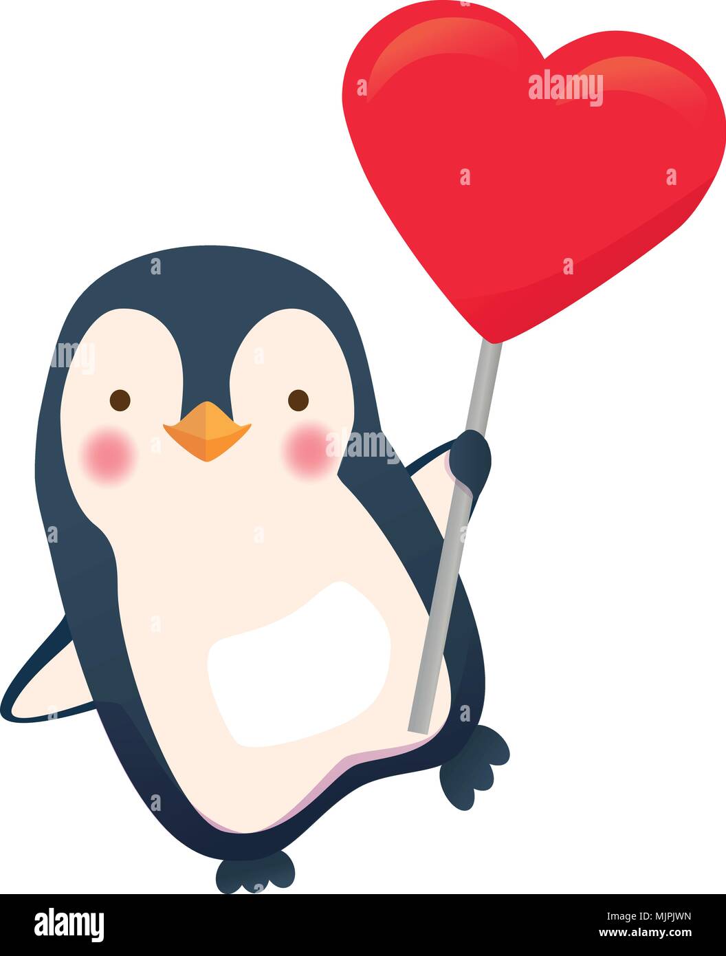 penguin holding heart Stock Vector