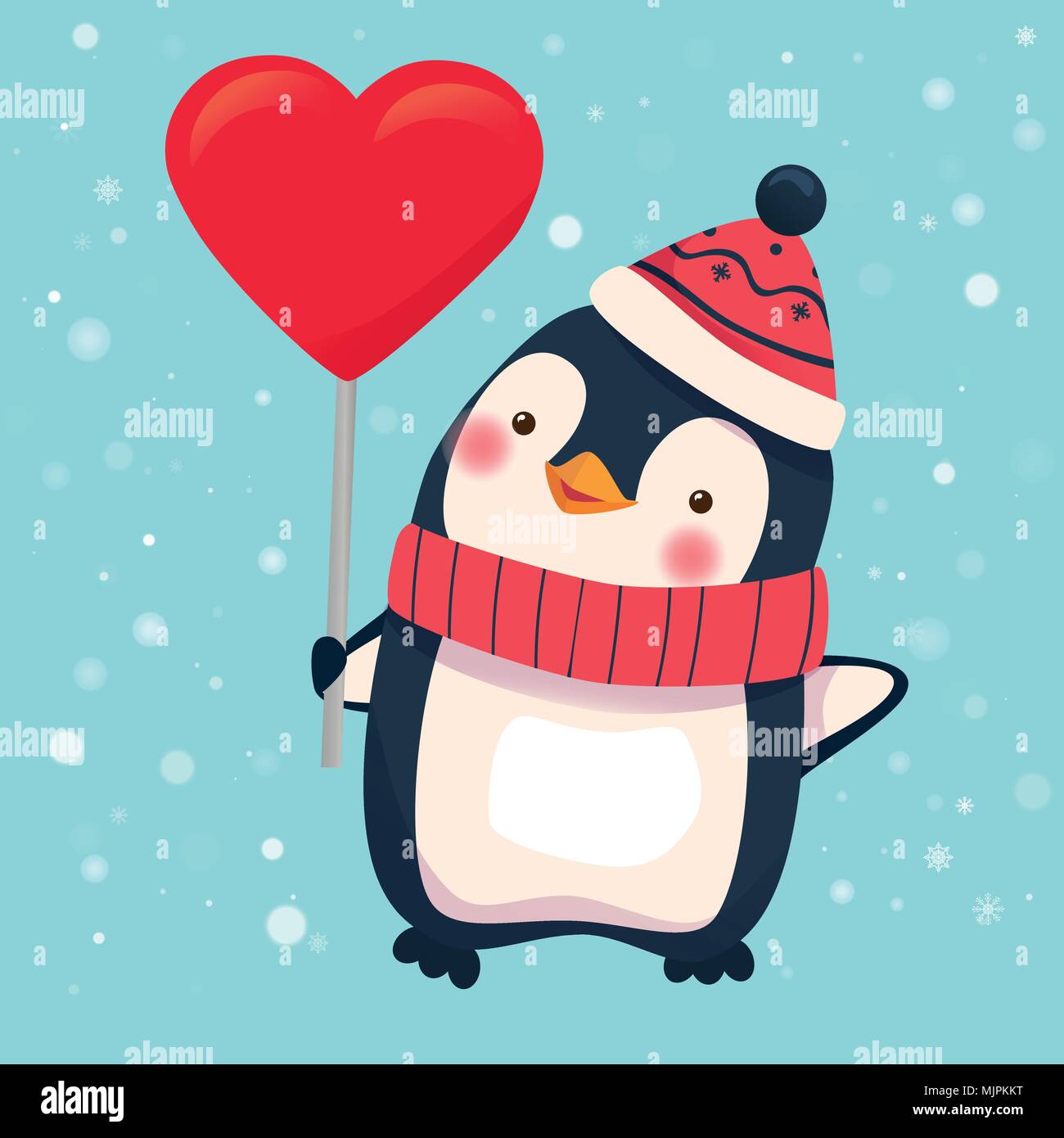 penguin holding heart Stock Vector Image & Art Alamy