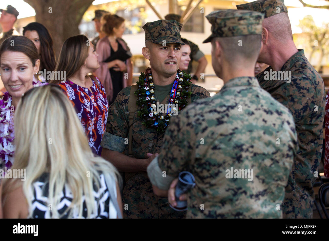 U.S. Marine Corps Lt. Col. Jeremiah Salame, outgoing commanding officer ...