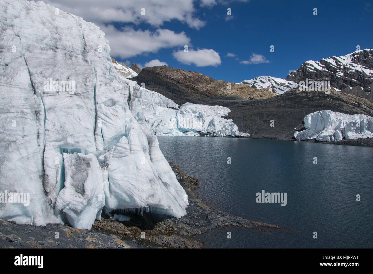 Pastoruri Glacier at the Cordillera Blanca in Peru Stock Photo