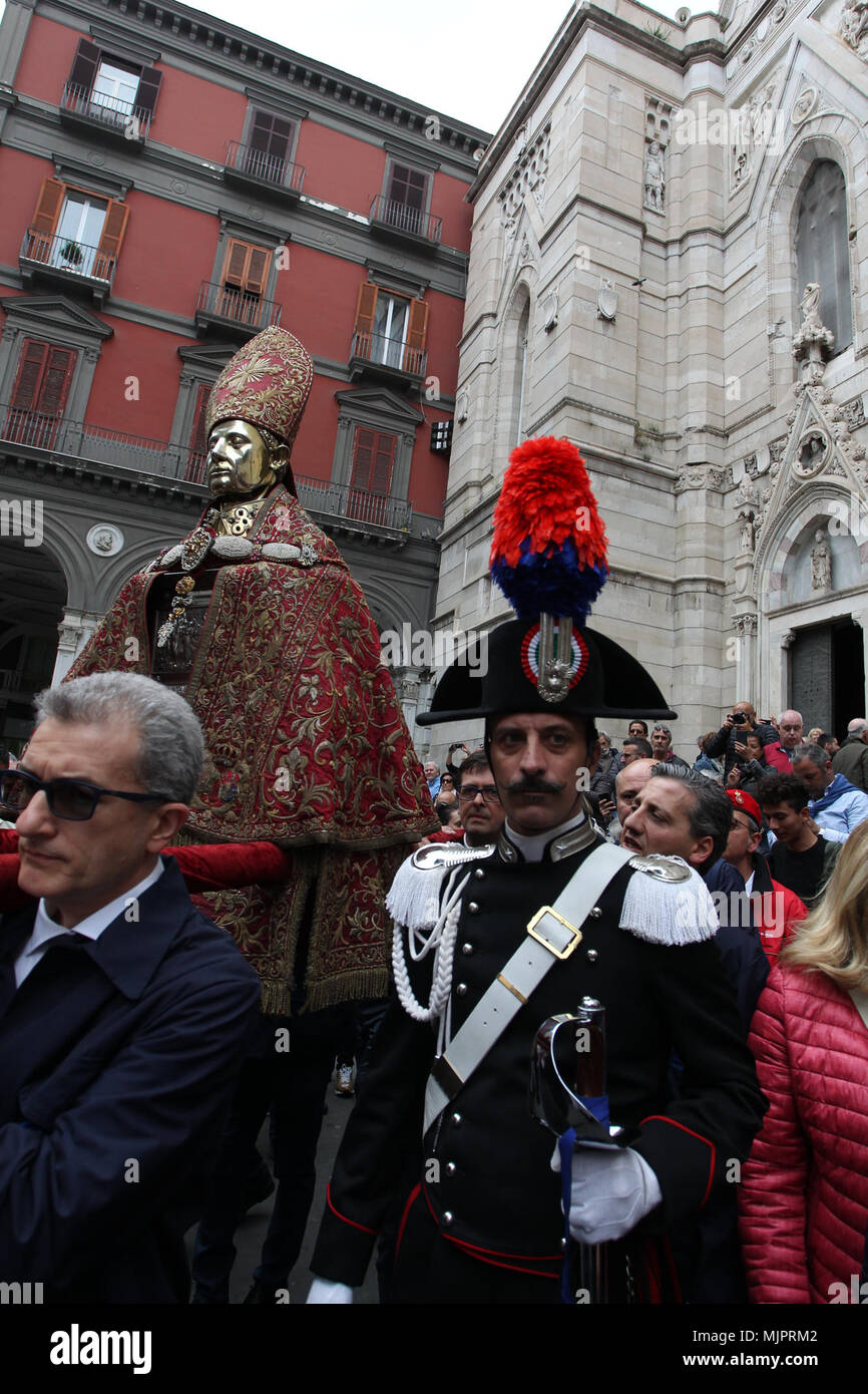 May 5, 2018 - In the picture: the guardian of the treasure of San Gennaro  Monsignor Don vincenzo De Gregorio.Italy: May 5 - Naples as every first  Saturday of May at the