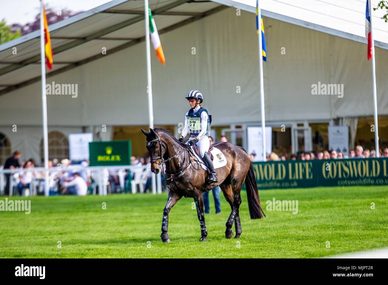 Badminton, Gloucestershire, UK, 5 May 2018. Cross Country. Caroline Powell. On the Brash. NZL. Start Box. Mitsubishi Badminton Horse Trials. Badminton. UK.  05/05/2018. Credit: Sport In Pictures/Alamy Live News Stock Photo
